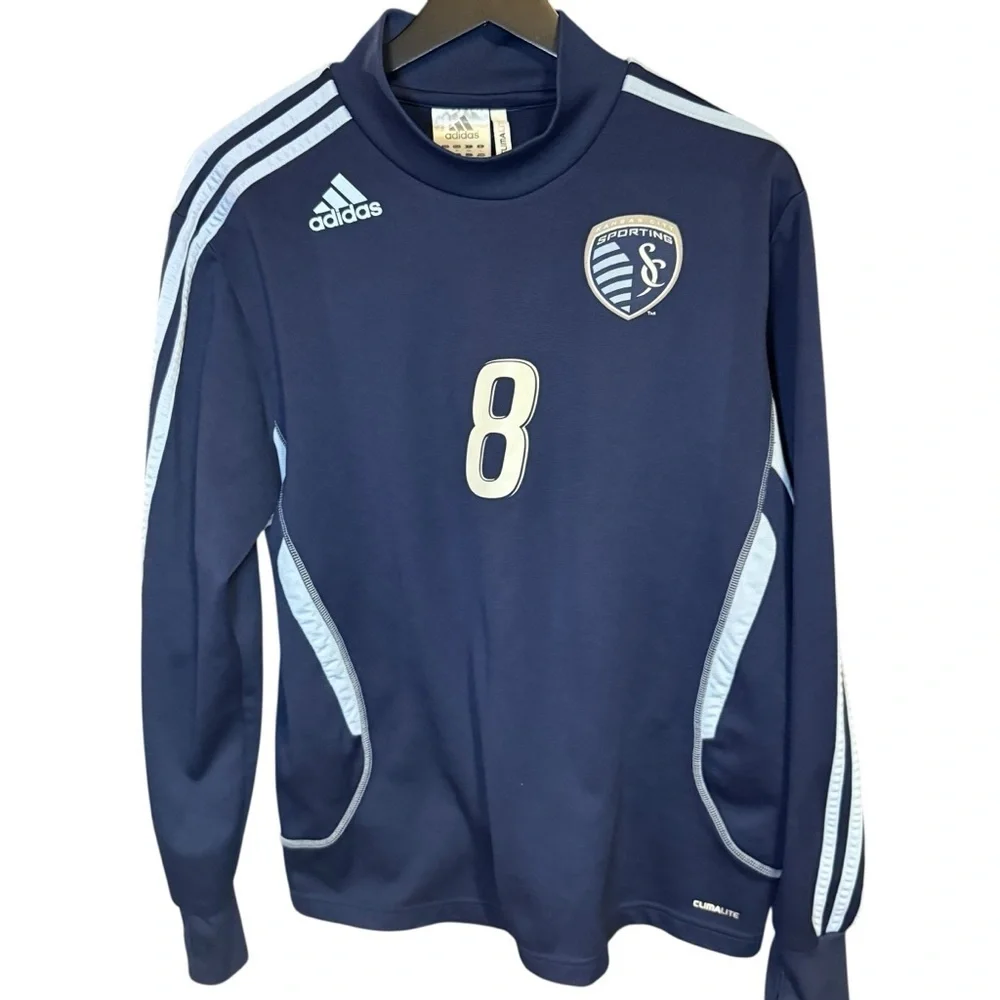 Adidas Sporting Kansas City Training Top Navy Climalite Long Sleeve Medium